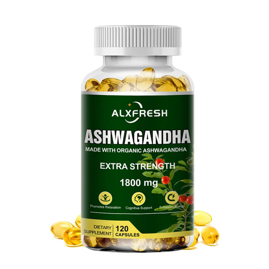 Pure Ashwagandha Root Extract Capsules 1800Mg for Natural Mood, Stress, Focus, Brain, Energy , Sleep Health Support